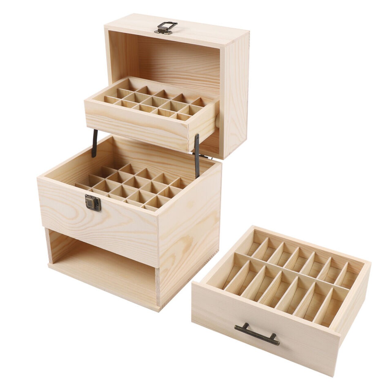 59 Bottles High-quality Wooden Essential Oil Storage Box 3 Tier Oil Case Holder
